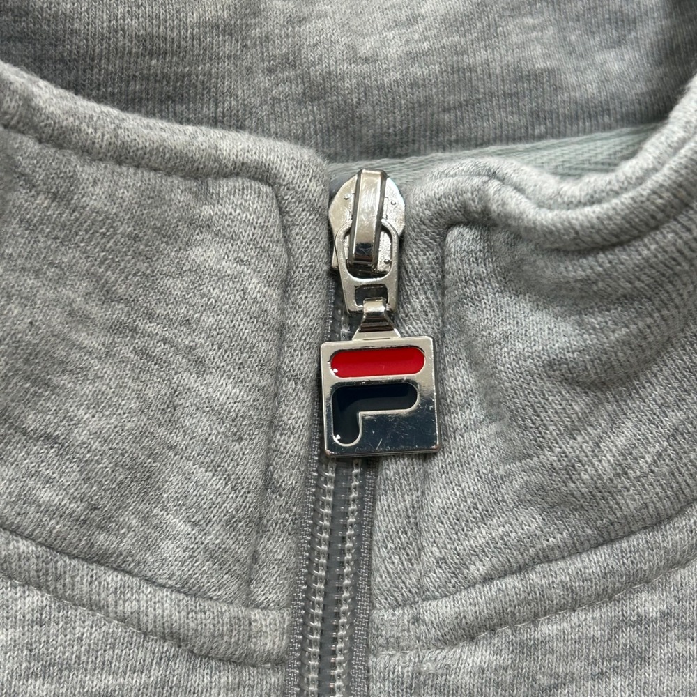 FILA Zip-Up Jacket Women's Medium Gray Logo Sleeve Cotton Blend - Picture 3 of 9